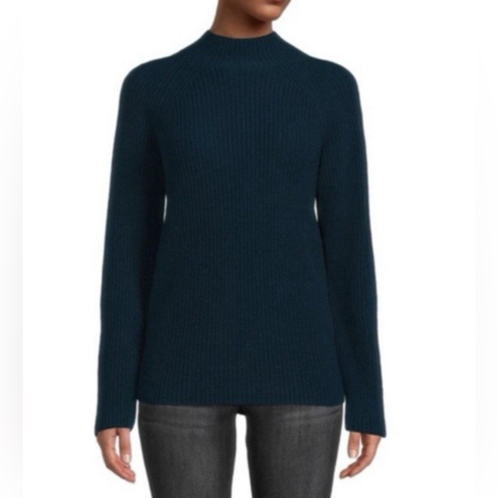 Vince Ribbed Knit Mock Neck Cashmere Sweater in coastal blue. Size : S NWT